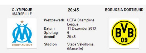 Wettquoten Olympique Marseille Borussia Dortmund