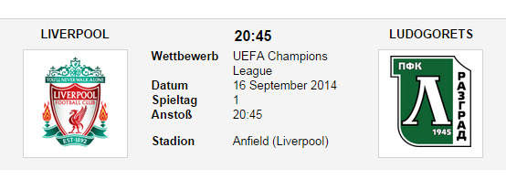 Liverpool Ludogorets Wettquoten