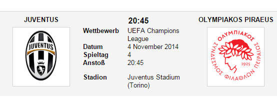 Wettquoten Juventus Olympiakos