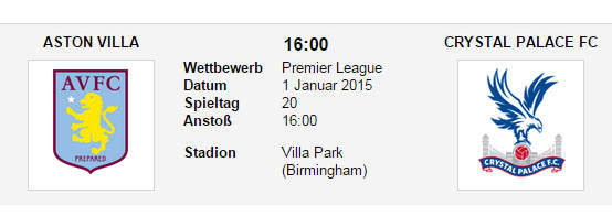 Wett Tipp Aston Villa Crystal Palace