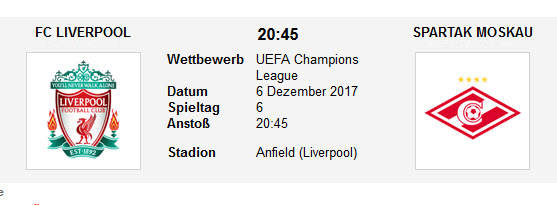 Wett Tipp Liverpool Spartak