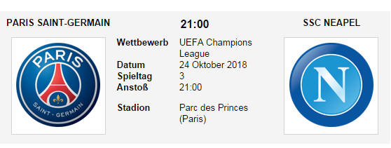 Wett Tipp PSG Napoli 24 10 18