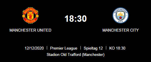 Wett Tipp Man Utd Man City 12 12 20